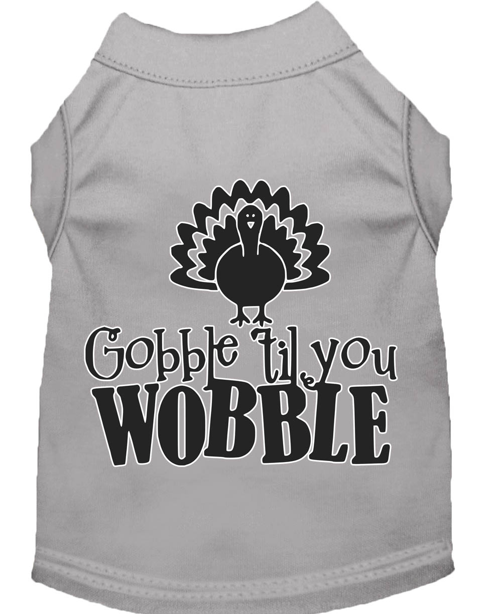 Gobble til You Wobble Screen Print Dog Shirt Grey Med